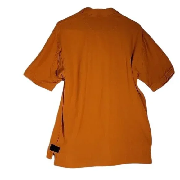 Orvis Mens Orange Polo Shirt W/ Black Patches Made In Peru L-T - Picture 9 of 9